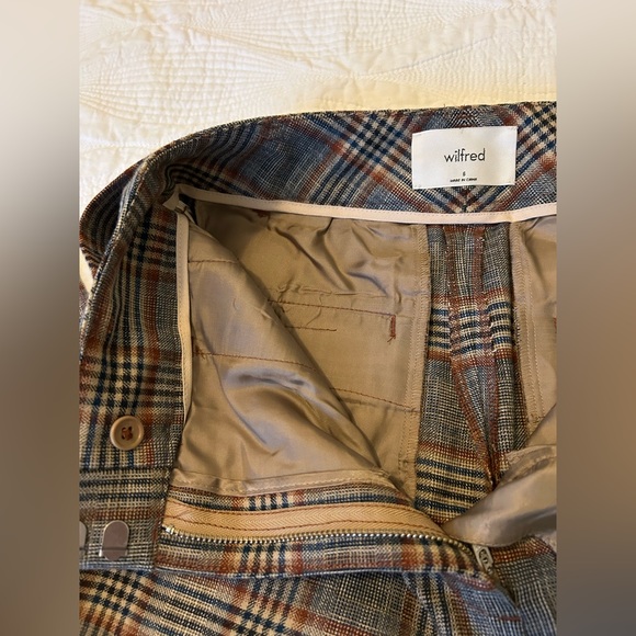 NWOT | Aritzia | Wilfred | Tie-Front Check Pant — Navy/Rust Plaid | Size 6 - Picture 10 of 16